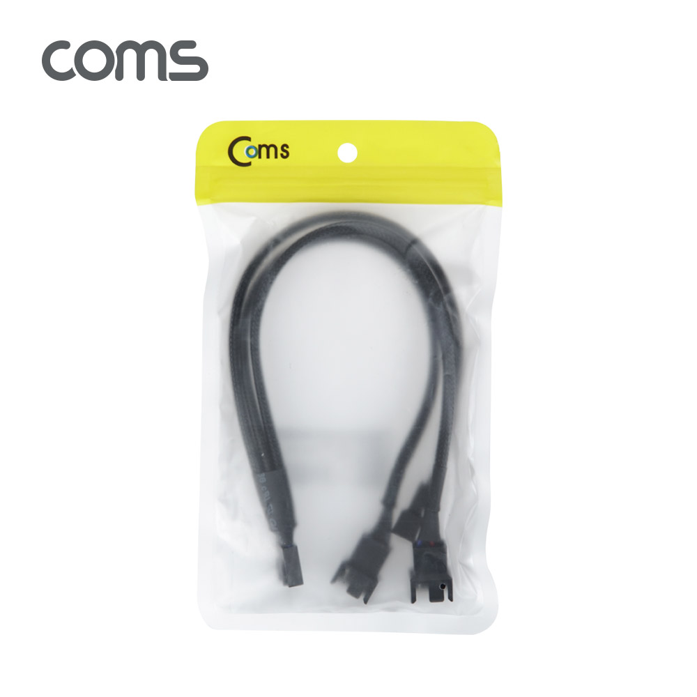 Coms 쿨러 케이블 4P Y형 20cm, 3선 메쉬망사보호관