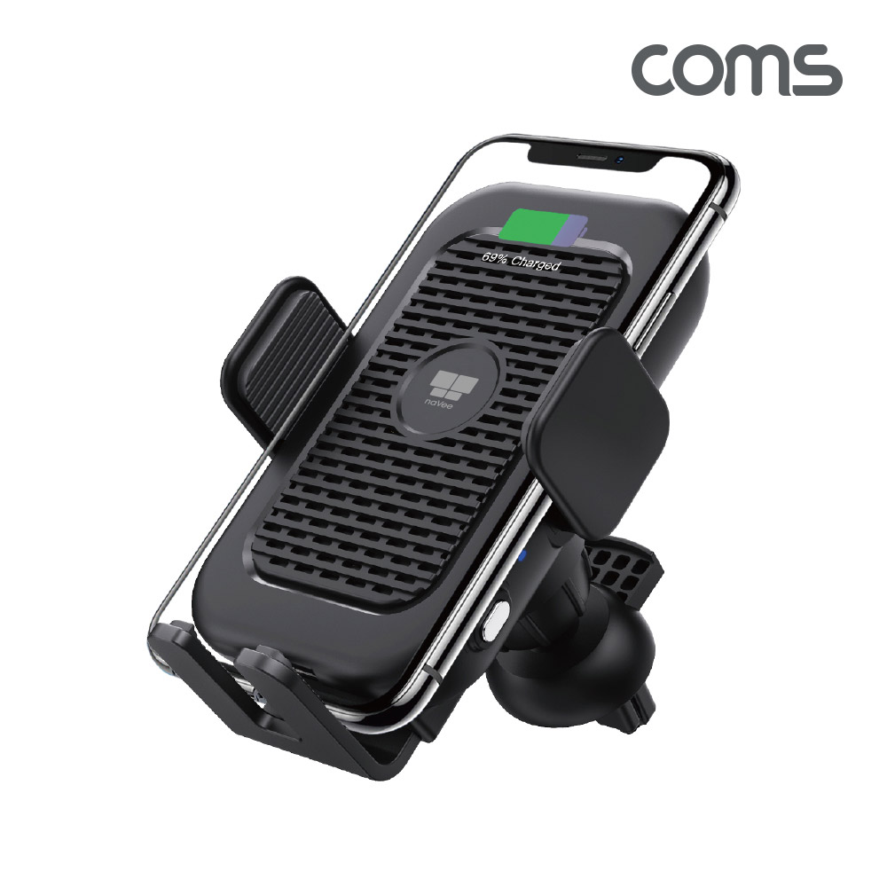 Coms 나비 차량용 충전기(NV100-DCC1) Black, FOD 무선 유도 방식