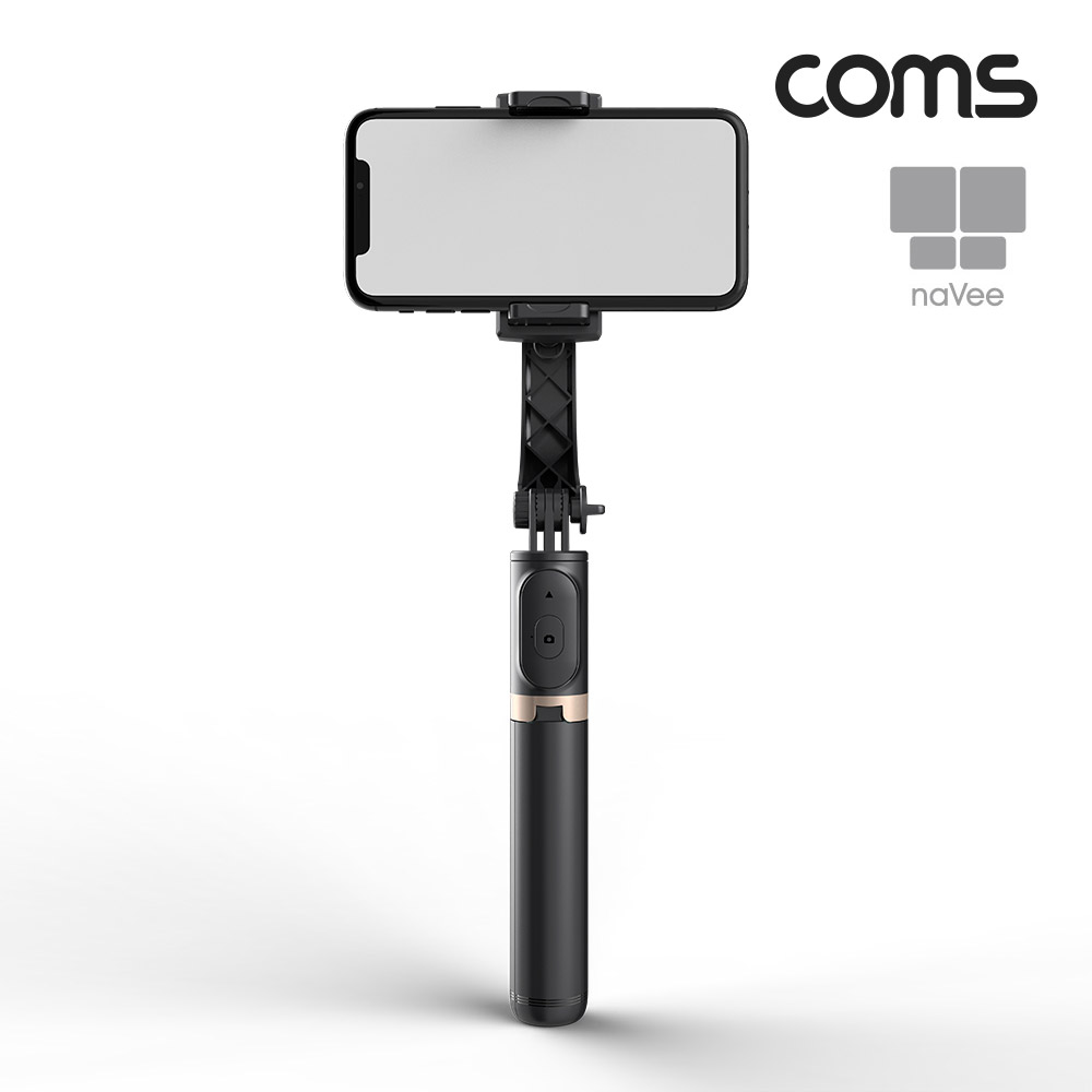 Coms 나비 짐벌(NV15-GB100) Black 셀피스틱, 삼각대 셀카봉, 브이로그, 동영상