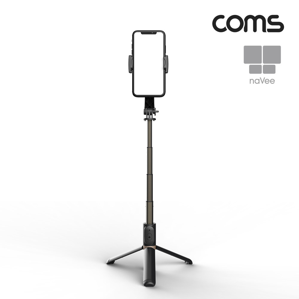 Coms 나비 짐벌(NV15-GB100) Black 셀피스틱, 삼각대 셀카봉, 브이로그, 동영상