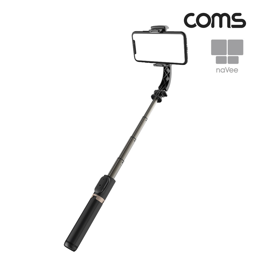 Coms 나비 짐벌(NV15-GB100) Black 셀피스틱, 삼각대 셀카봉, 브이로그, 동영상