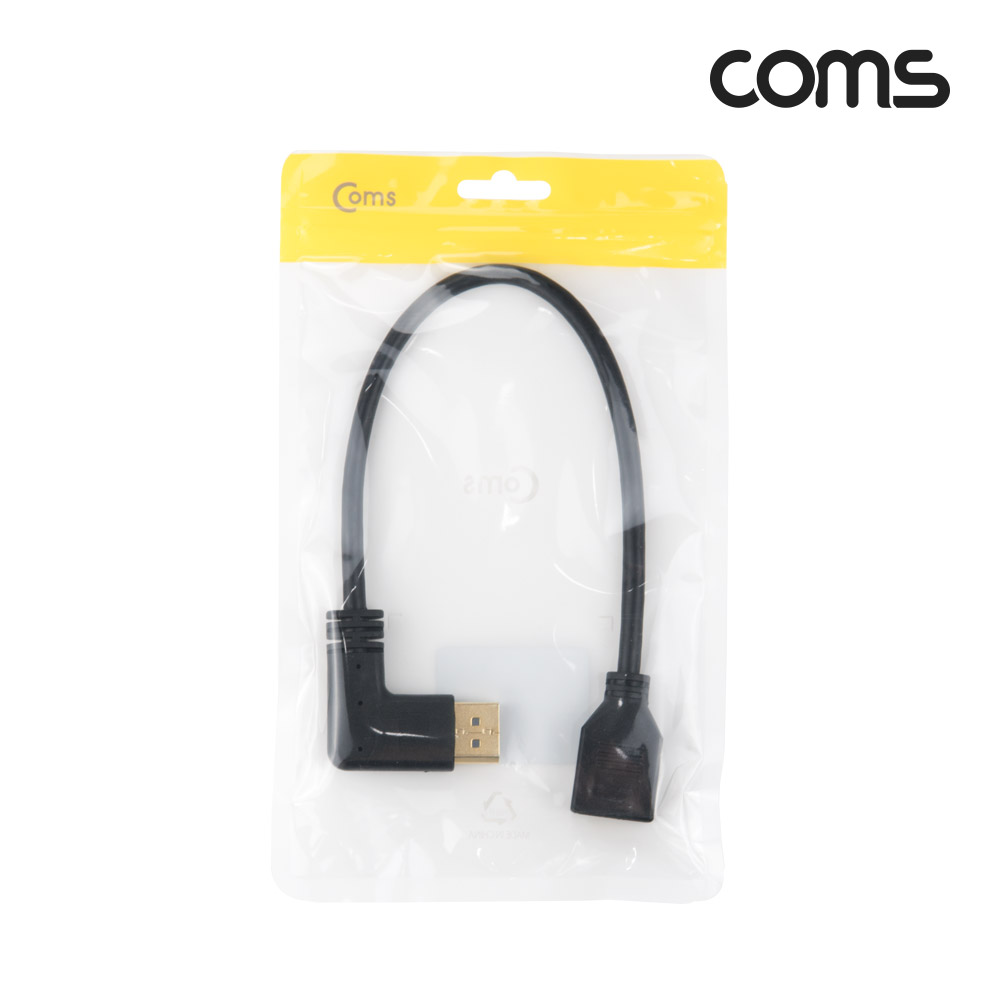 Coms 디스플레이 포트 젠더 연장 케이블 DP(M) 좌향꺾임(꺽임)/DP(F) 30cm/DisplayPort