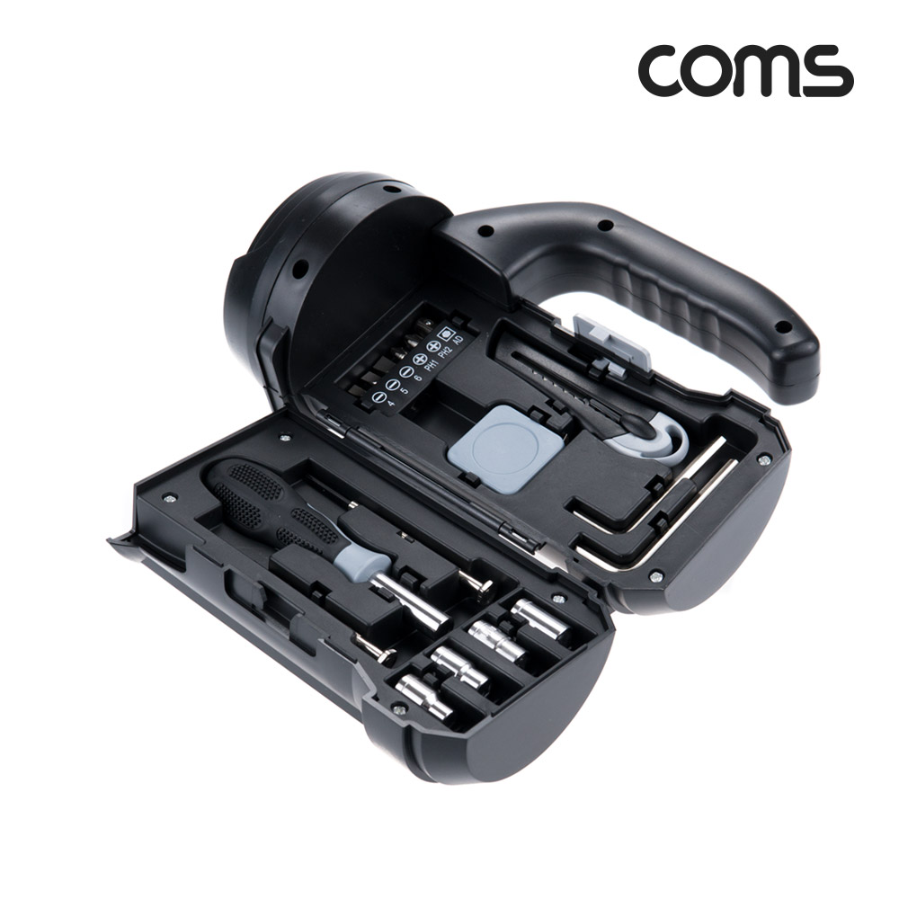 Coms 손전등&드라이버 공구 세트 후레쉬 랜턴 램프 LED 비상용 캠핑 가정 낚시 비트 십자 일자 다용도 다목적