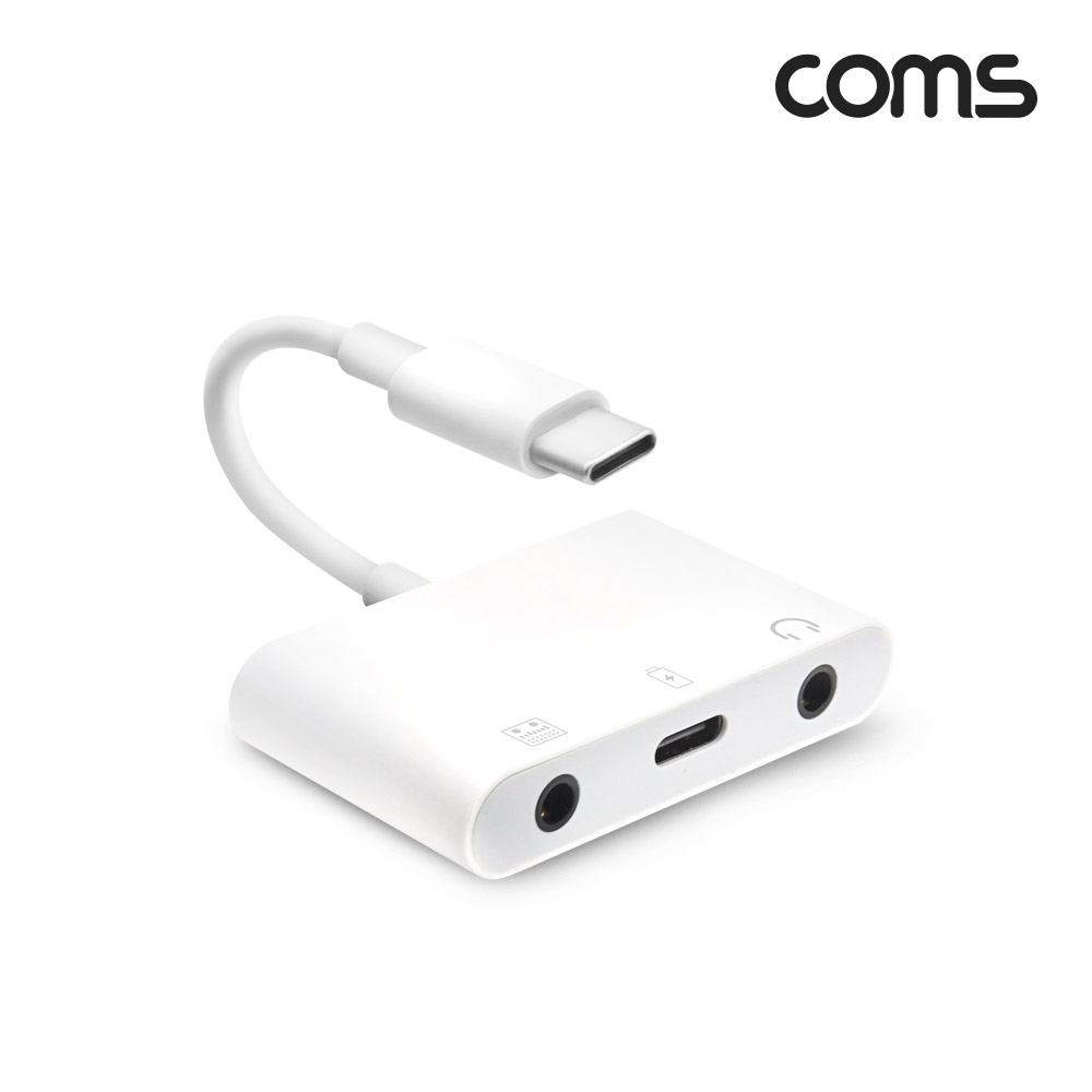 Coms Type C to AUX 젠더, 12cm, Type C to 충전 + AUX x 2, 충전 & 3.5mm 이어폰 사용, 컨버터