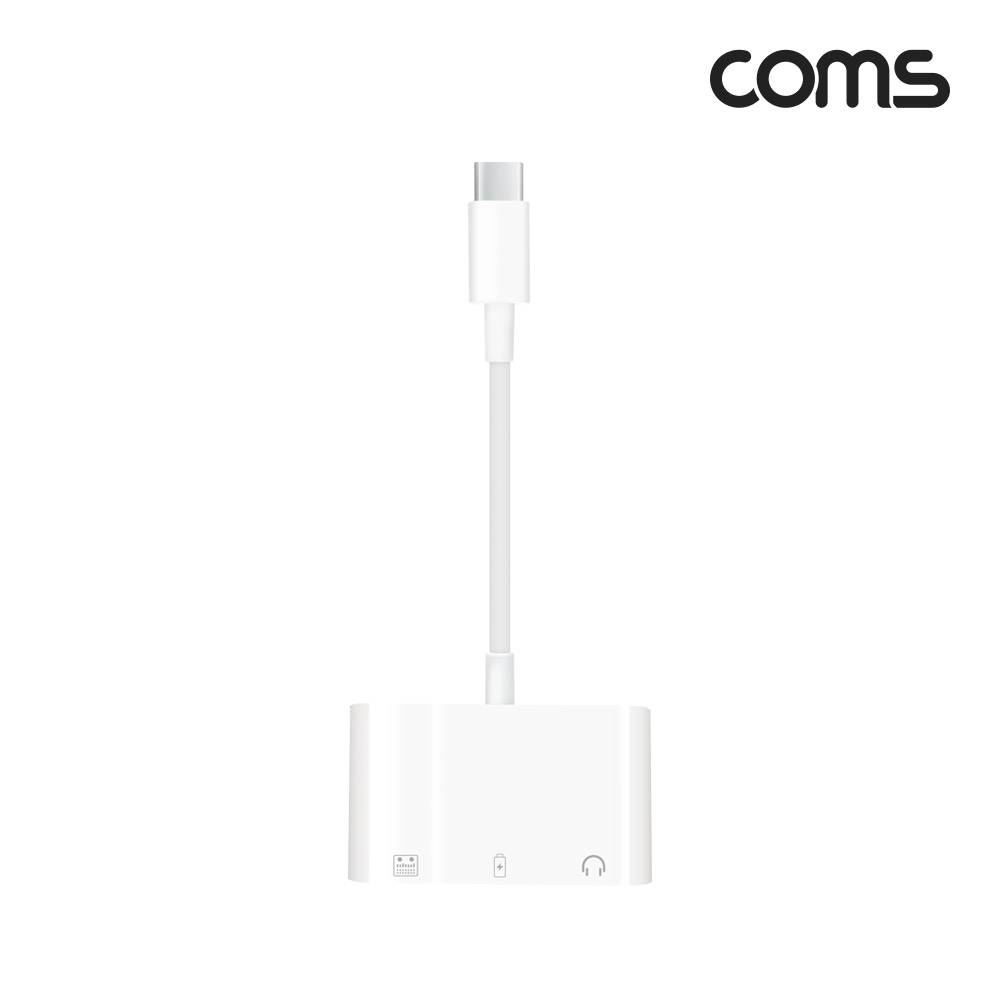 Coms Type C to AUX 젠더, 12cm, Type C to 충전 + AUX x 2, 충전 & 3.5mm 이어폰 사용, 컨버터