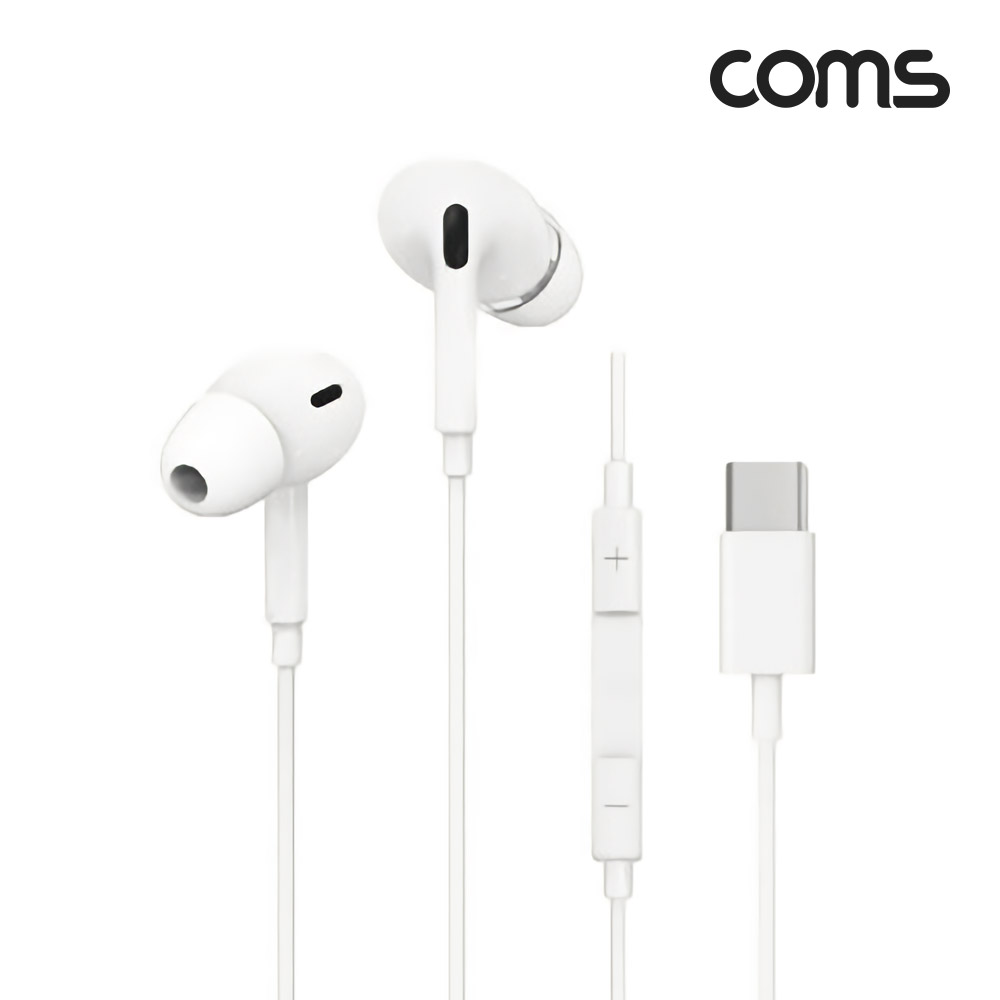 Coms 스테레오 이어폰 1.2m / Type-C 이어폰 / 컨트롤 리모콘 / 마이크 / Stereo / White, 국내 스마트폰 사용불가, 샤오미 화웨이 전용