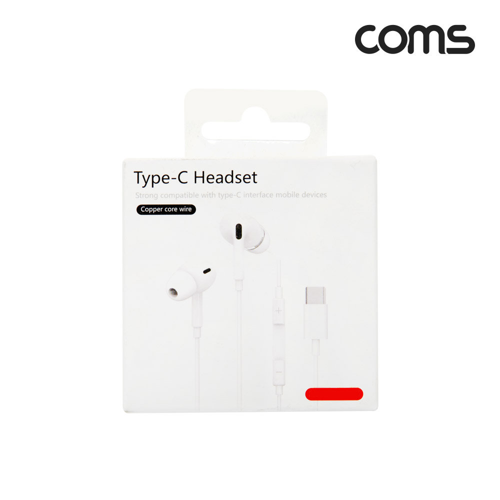 Coms 스테레오 이어폰 1.2m / Type-C 이어폰 / 컨트롤 리모콘 / 마이크 / Stereo / White, 국내 스마트폰 사용불가, 샤오미 화웨이 전용