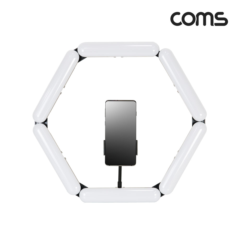 Coms LED 폴딩형 링 라이트 16형, USB전원, 카메라 사진 동영상 개인방송 촬영 스튜디오 보조장비 원형 램프(랜턴) 미니조명 밝기조절