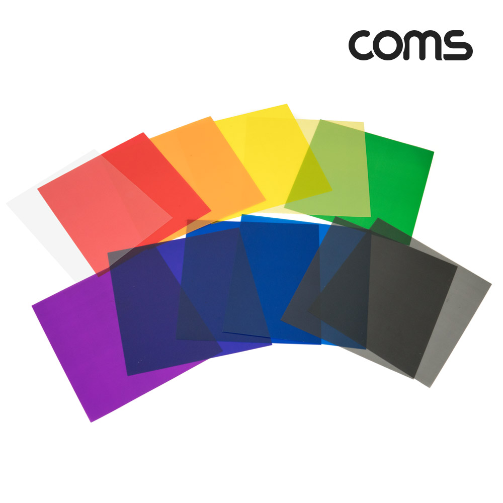 Coms 컬러 조명 필터 12장, 젤필터, 촬영장비, 조명 장착, 소프트박스 라이트 플래시 LED RGB, 촬영디퓨져