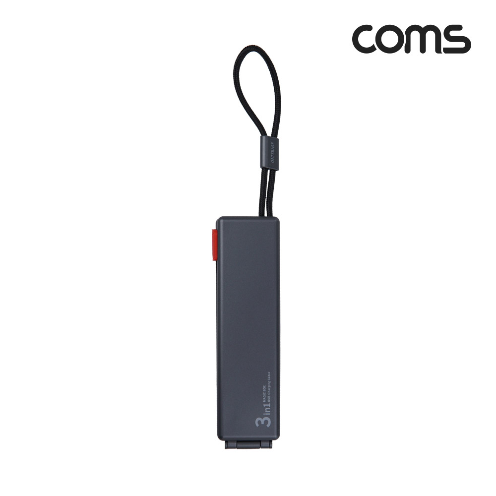Coms 매직 박스 충전케이블 3 in 1, 휴대용 멀티 충전 케이블, 동시 충전, USB 2.0 Type A, USB 3.1 (Type C), C타입, iOS 8핀(8Pin), 마이크로 5핀 (Micro 5Pin, Type B)