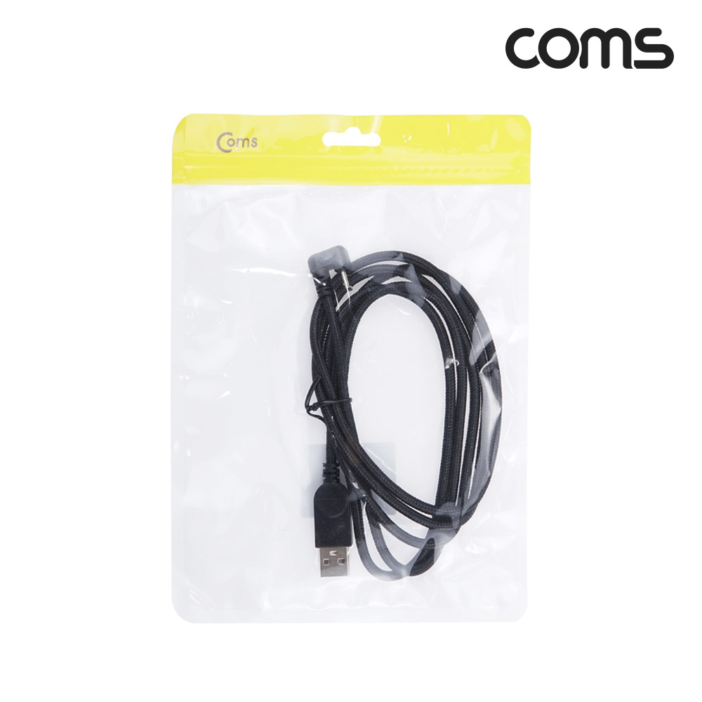 Coms 마이크로 5핀 (Micro 5Pin, Type B) 패브릭 케이블 1.8M 180도 꺾임 꺽임 안드로이드