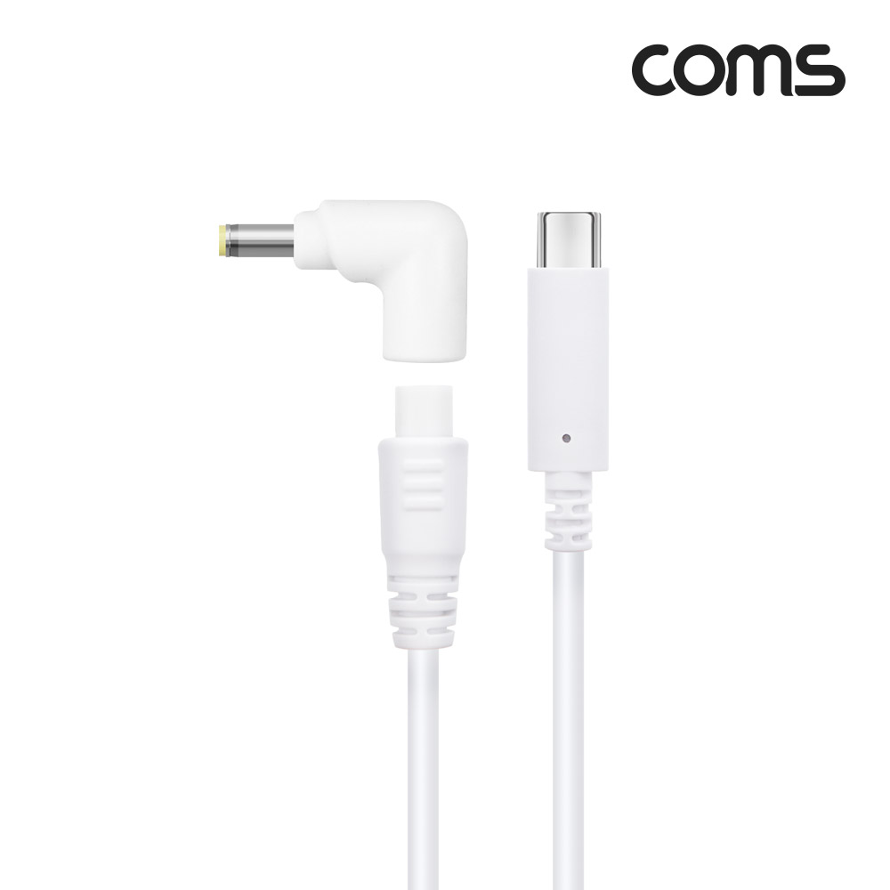 Coms USB 3.1(Type C) 노트북 전원 변환 케이블(PD to DC 팁 HP, COMPAQ 전용), 충전, 젠더, 1.2m, White 19V