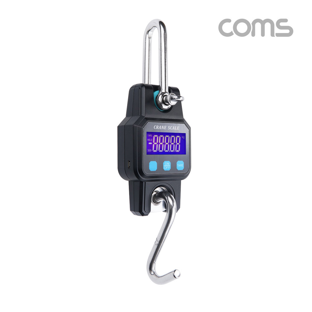 Coms 휴대용 디지털 손저울, 미니 크레인형, 여행 캐리어 가방 무게 측정 최대 50g~300kg