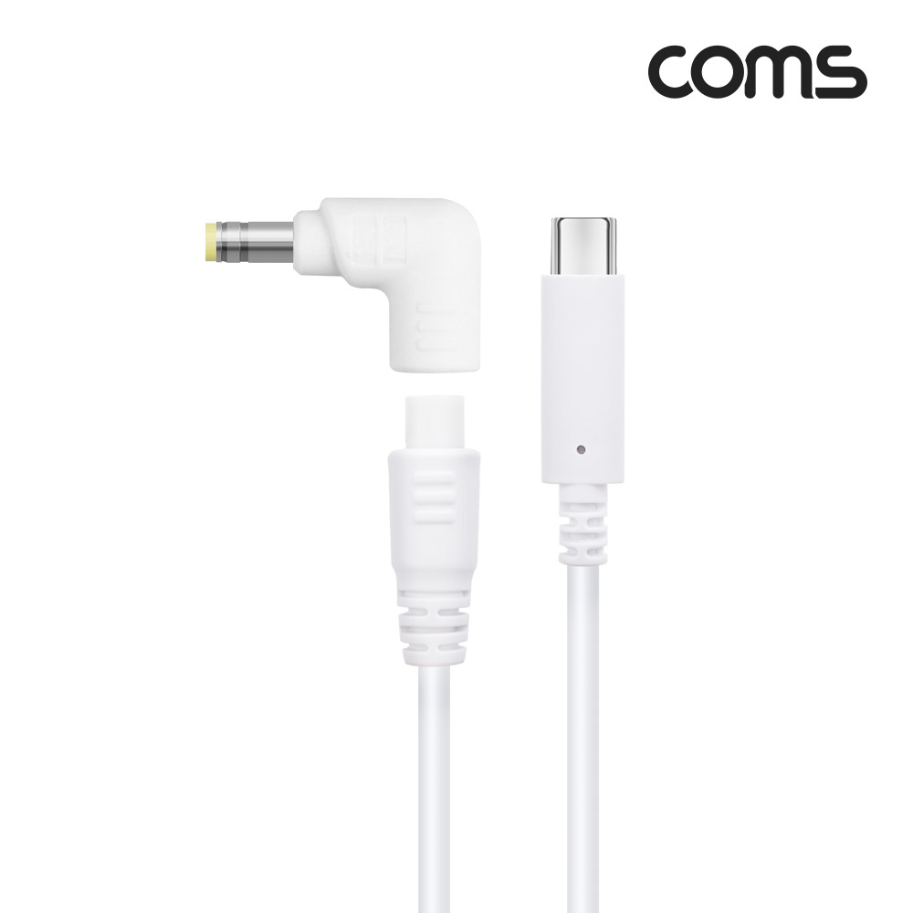 Coms USB 3.1(Type C) 노트북 전원 변환 케이블(PD to DC 팁 ACER 전용), 충전, 젠더, 1.2m, White 19V