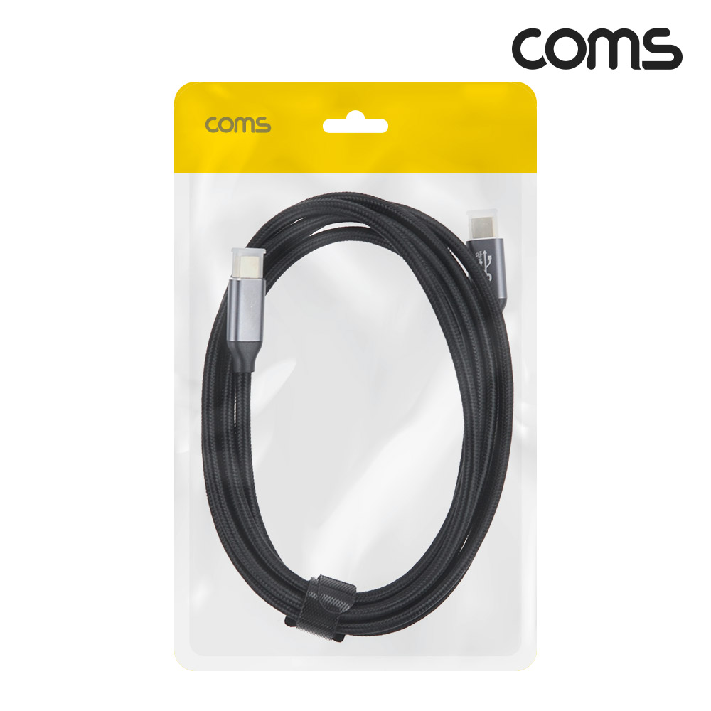 Coms USB 3.1(Type C) PD 고속충전 케이블 2m 100W E-Marker 이마커 10G C타입 to C타입 데이터전송 메쉬