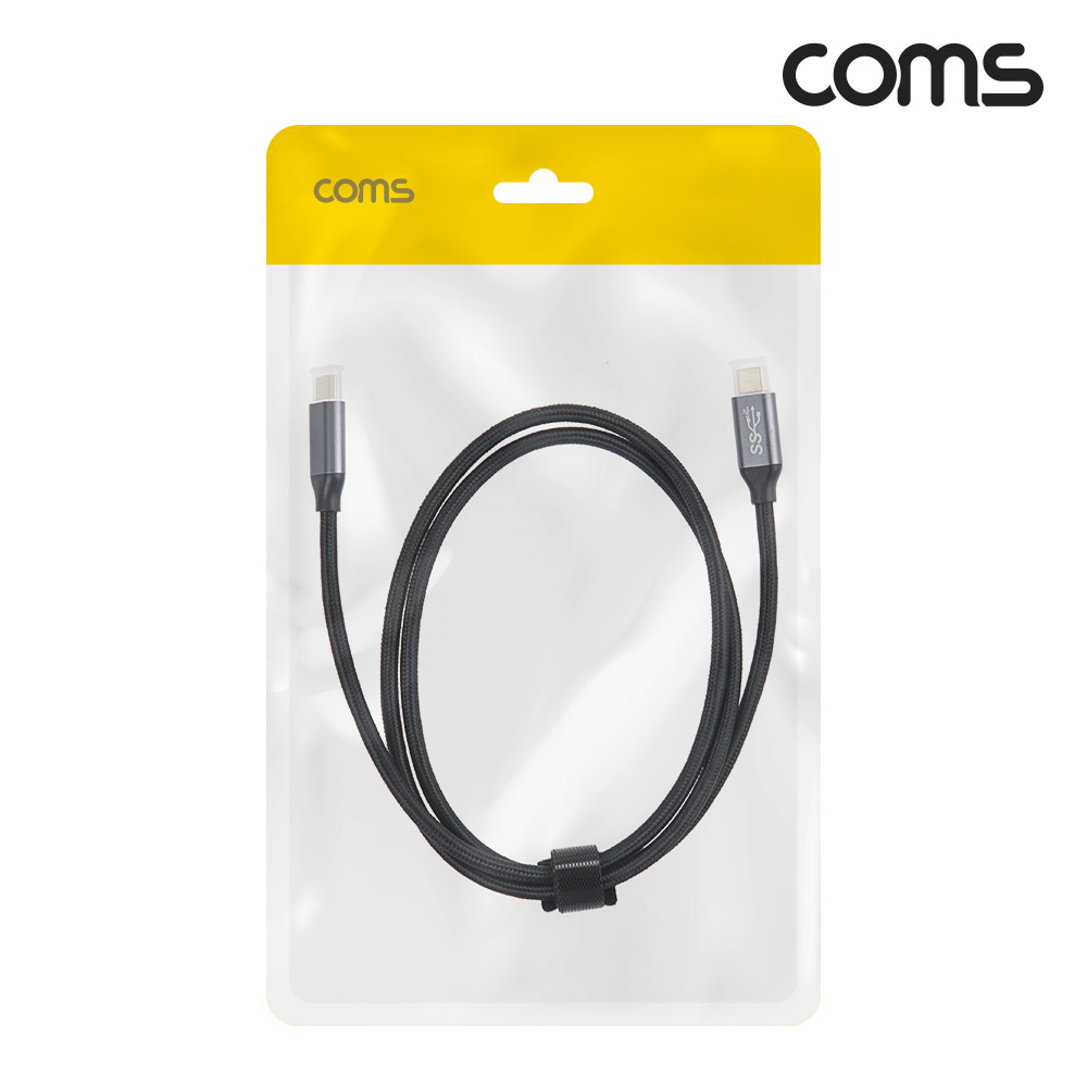Coms USB 3.1(Type C) PD 고속충전 케이블 1m 100W E-Marker 이마커 10G C타입 to C타입 데이터전송 메쉬