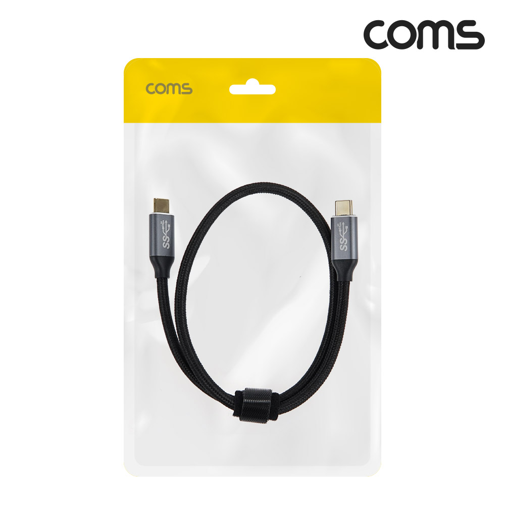 Coms USB 3.1(Type C) PD 고속충전 케이블 1m 100W E-Marker 이마커 10G C타입 to C타입 데이터전송 메쉬