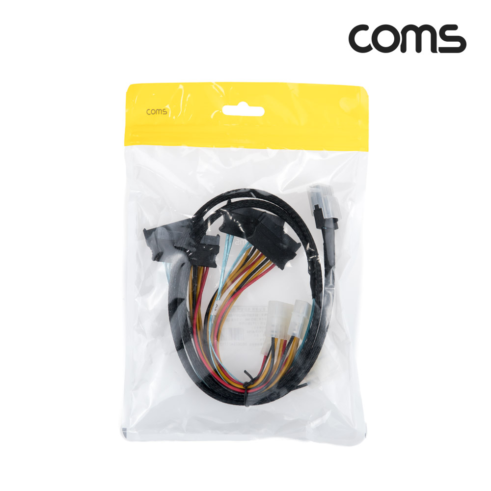 Coms Mini SAS to SAS 4분배 케이블 1M (SFF-8087/SFF-8482x4 + IDE 4P) 서버 메인보드