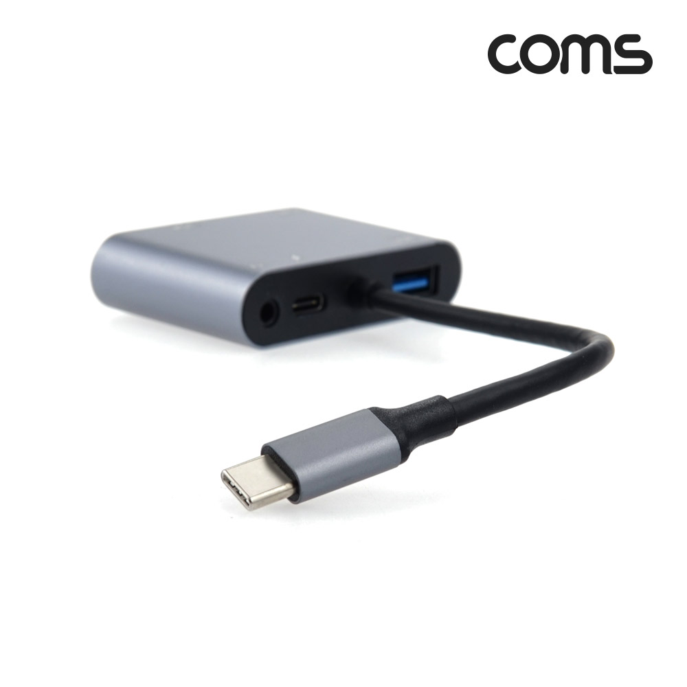 Coms 5 in 1 USB 3.1(Type C) 멀티 컨버터, HDMI VGA USB3.0 Audio C타입 PD충전, 유선 미러링, 4K@30Hz, 1080P FHD, D-SUB RGB