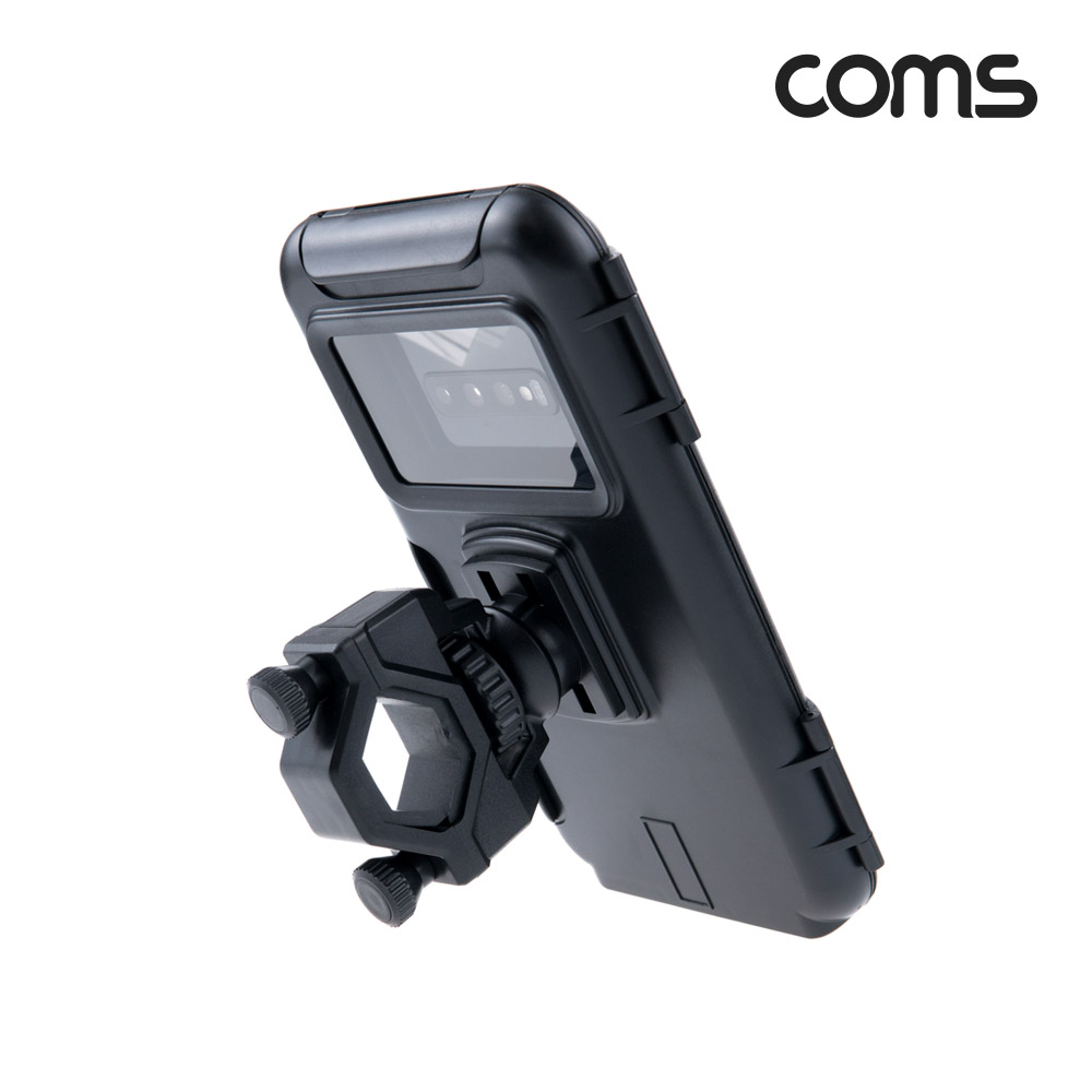 Coms 자전거 스마트폰 거치대, 하드케이스 방수 홀더 고정 터치 휴대폰 핸드폰 배달 레저