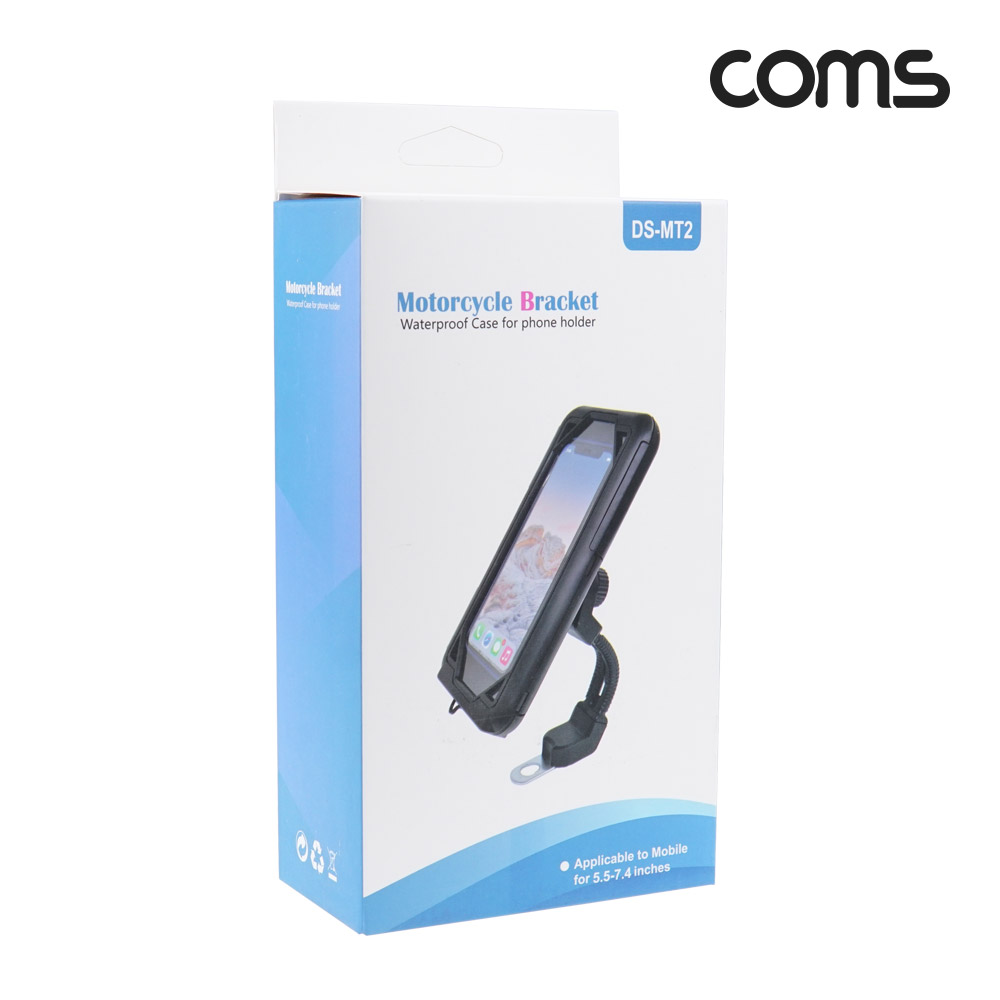 Coms 오토바이 스마트폰 거치대, 하드케이스 방수 홀더 고정 터치 휴대폰 핸드폰 배달