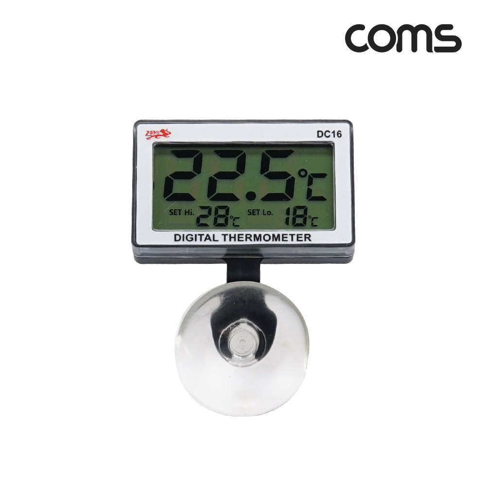 Coms 아쿠아리움 디지털 온도계, 수족관, 수조, 물탱크, 0도~37도, 알람, 방수