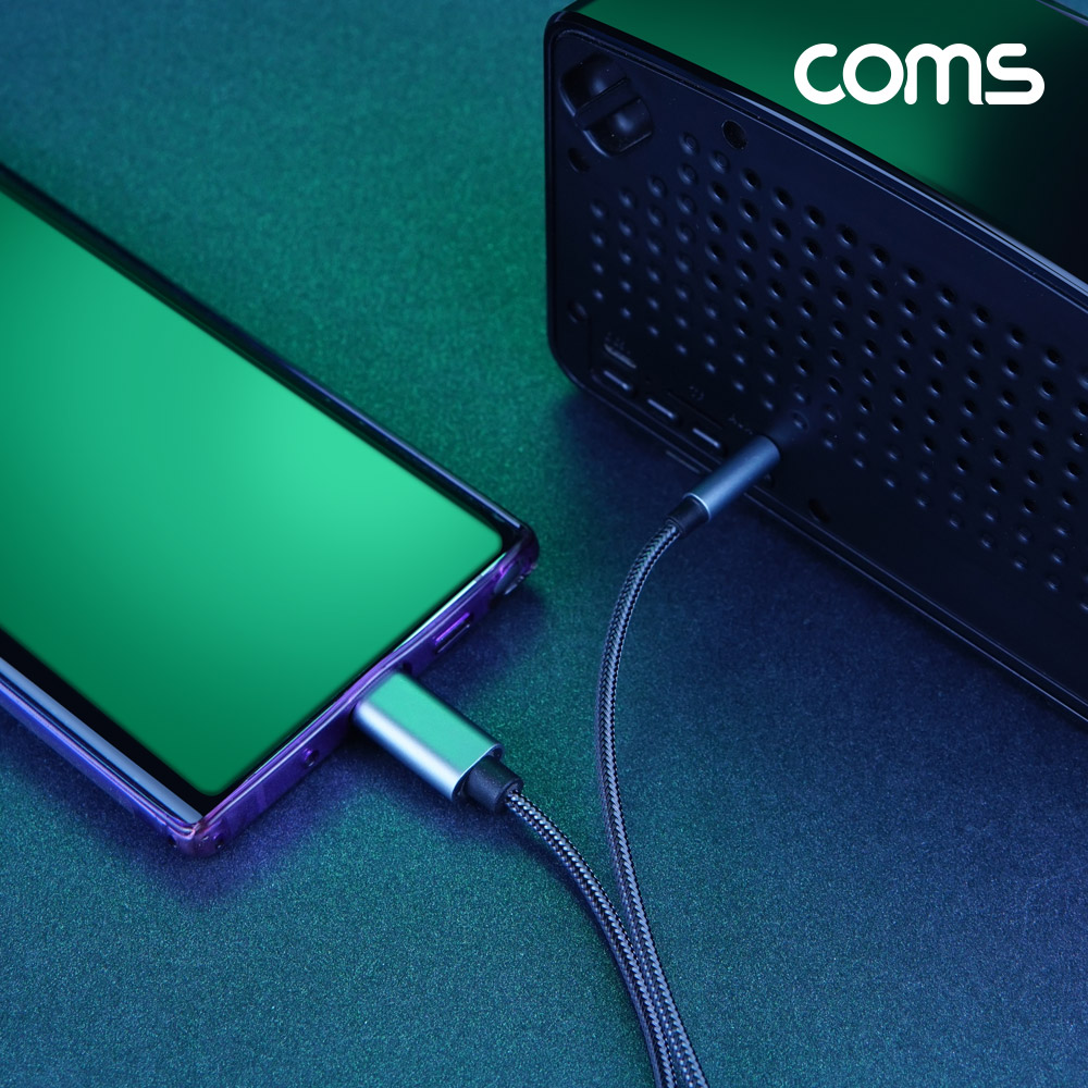 Coms USB 3.1(Type C) to 3.5mm 오디오 AUX 케이블 1M 메쉬 C타입 볼륨조절 리모컨 리모콘