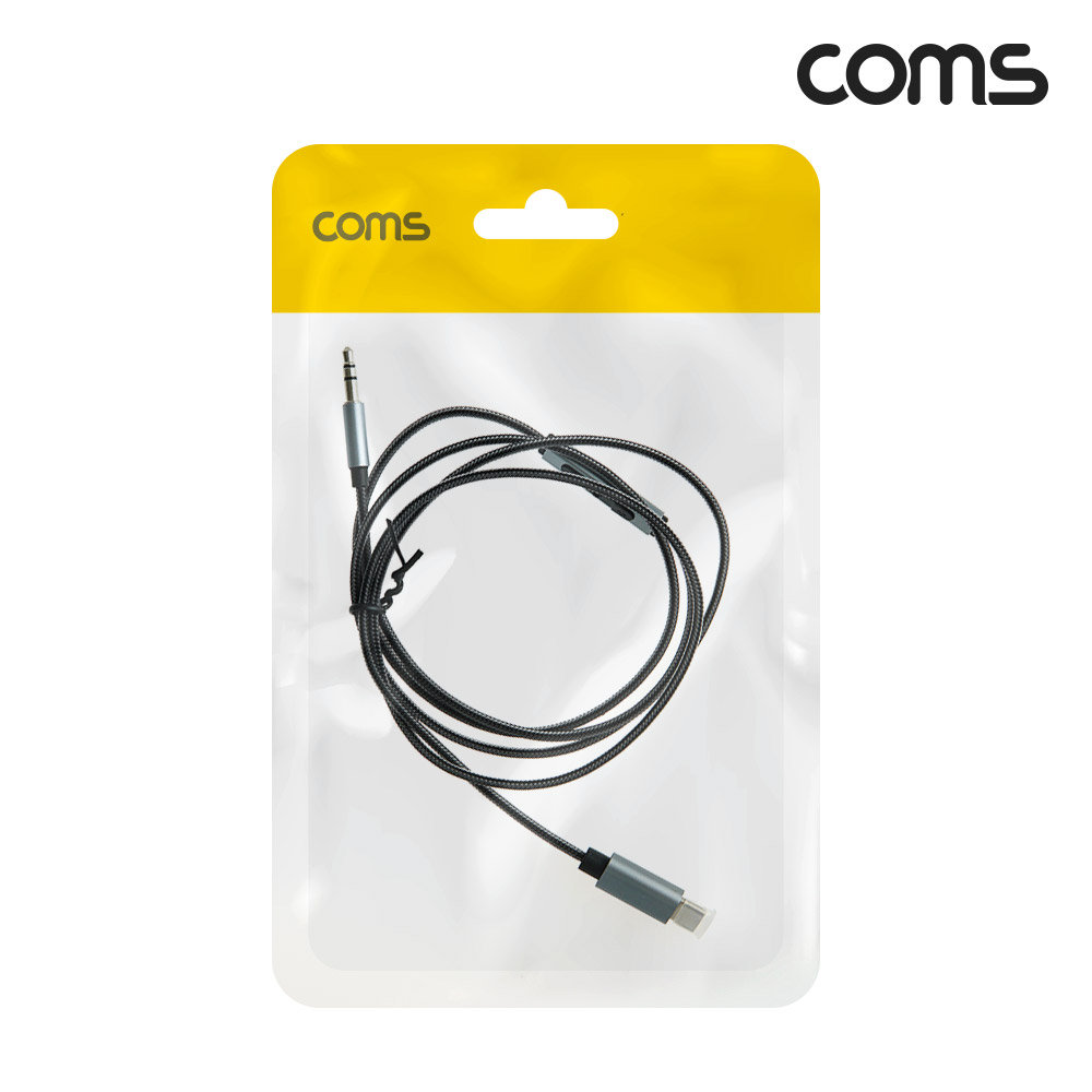 Coms USB 3.1(Type C) to 3.5mm 오디오 AUX 케이블 1M 메쉬 C타입 볼륨조절 리모컨 리모콘