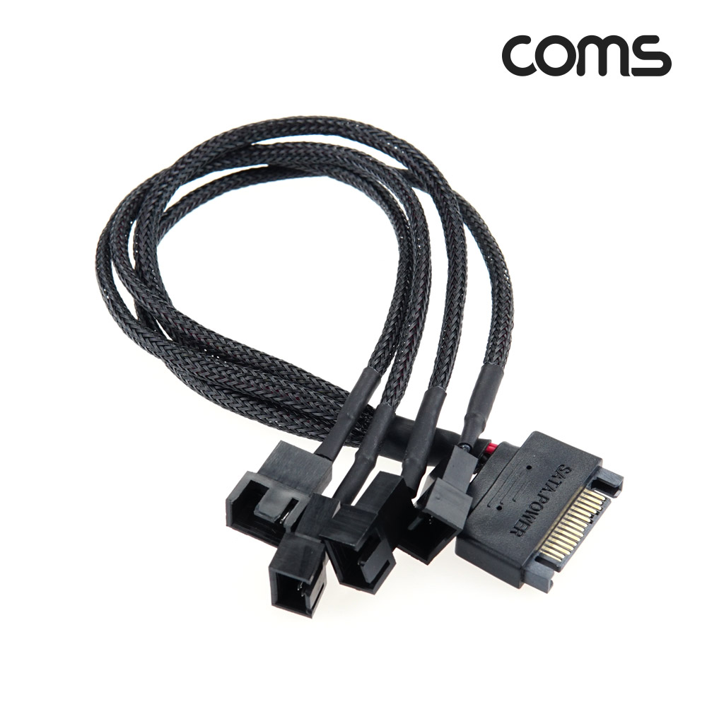 Coms SATA to PWM 4분배 쿨러 변환 케이블, 12V 4P규격(내부2P)