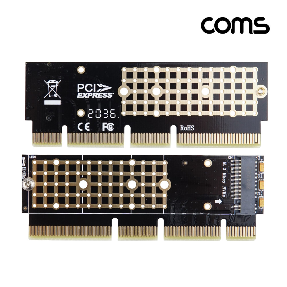 Coms Express PCI 변환 아답터(M.2 NVME) M.2 to PCI-E 16X,  KEY M, 어댑터, 써멀패드 드라이버