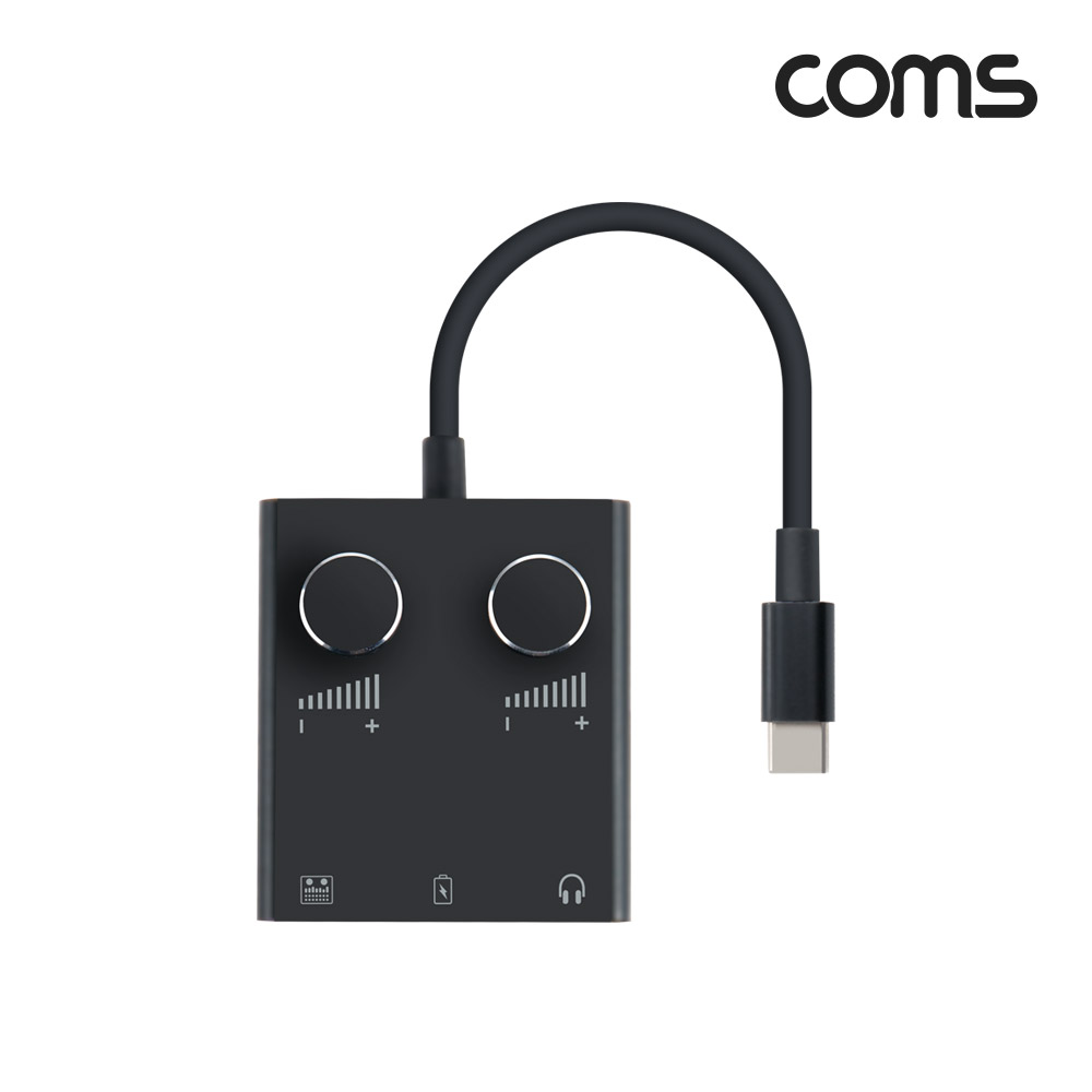 Coms Type C 오디오 컨버터(볼륨조절), C타입 to AUX 젠더, 3.5mm 스테레오, Stereo, 충전/이어폰/사운드카드 연결