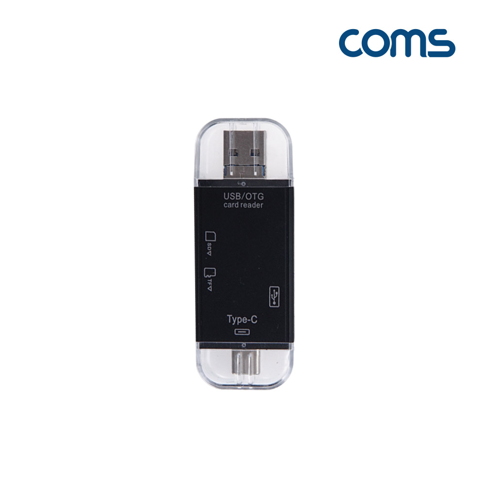 Coms USB 3.1(Type C) 멀티 카드리더기, black, OTG, USB 2.0, S, TF(Micro SD)