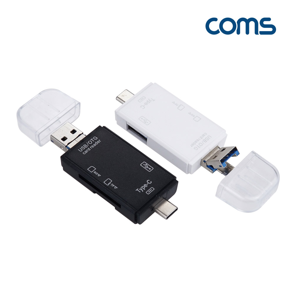 Coms USB 3.1(Type C) 멀티 카드리더기, black, OTG, USB 2.0, S, TF(Micro SD)