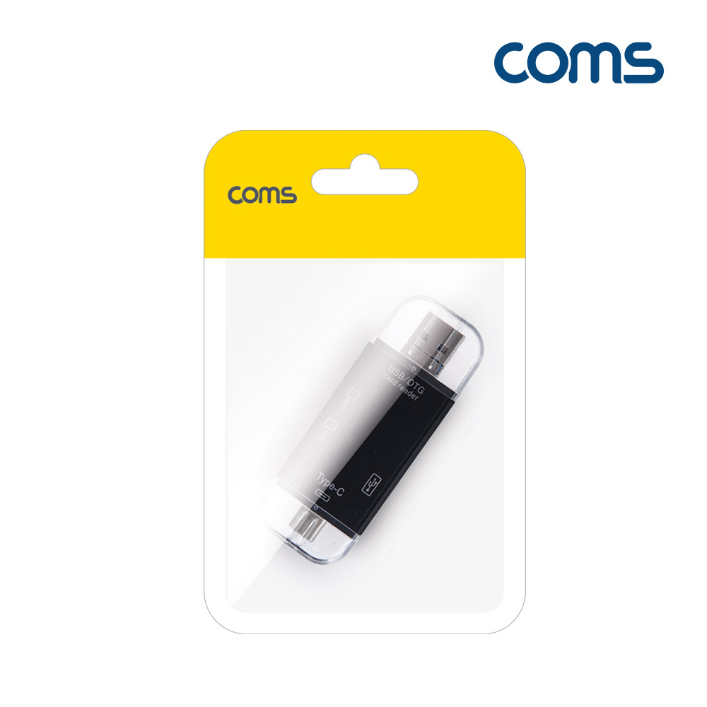 Coms USB 3.1(Type C) 멀티 카드리더기, black, OTG, USB 2.0, S, TF(Micro SD)