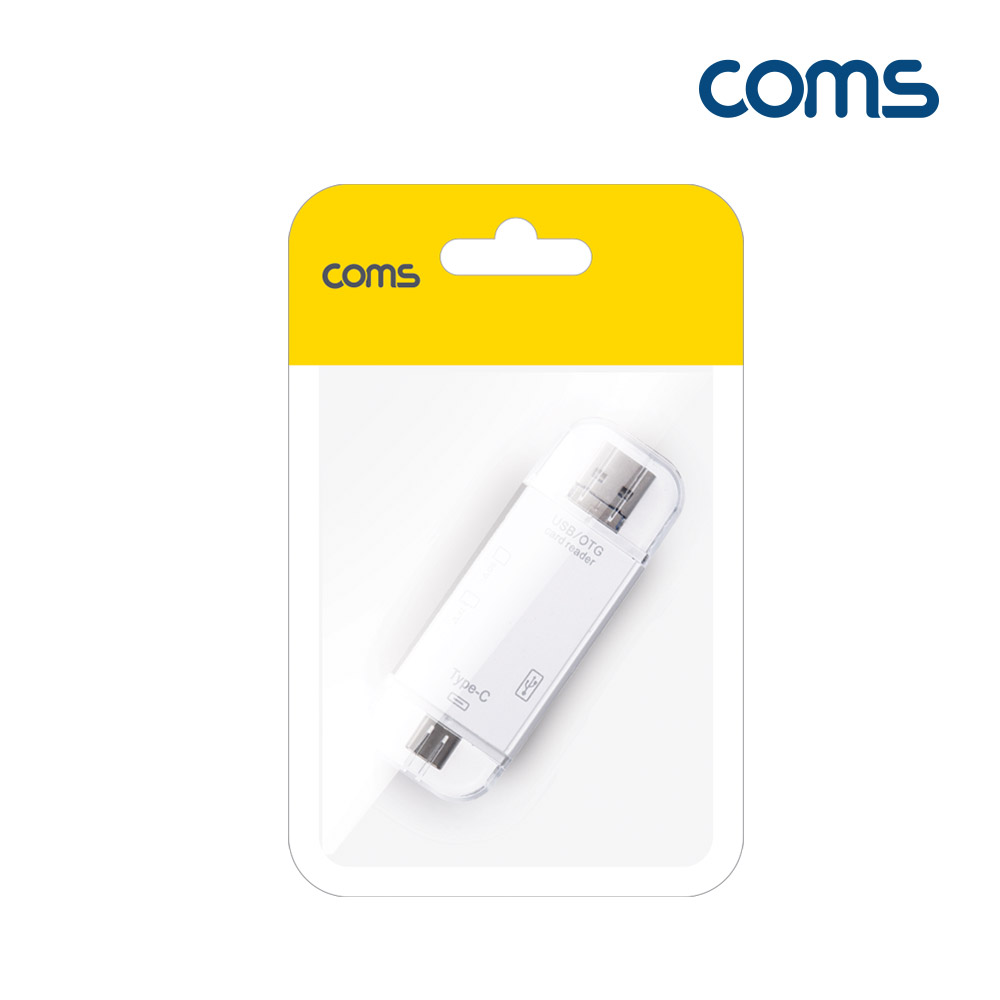 Coms USB 3.1(Type C) 멀티 카드리더기, White, OTG, USB 2.0, S, TF(Micro SD)