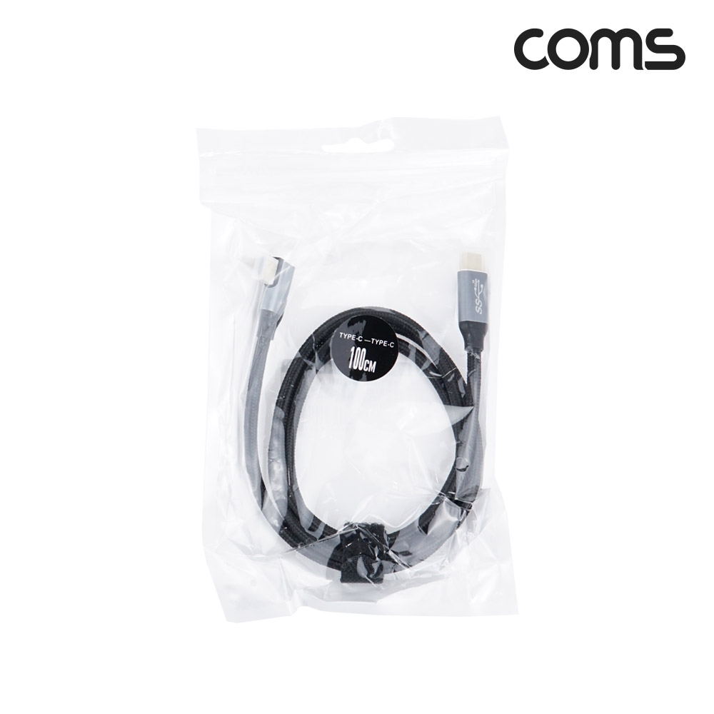 Coms USB 3.1(Type C) 케이블(M/M) 1M GEN2 10Gbps C타입 한쪽 꺾임 Metal/Black