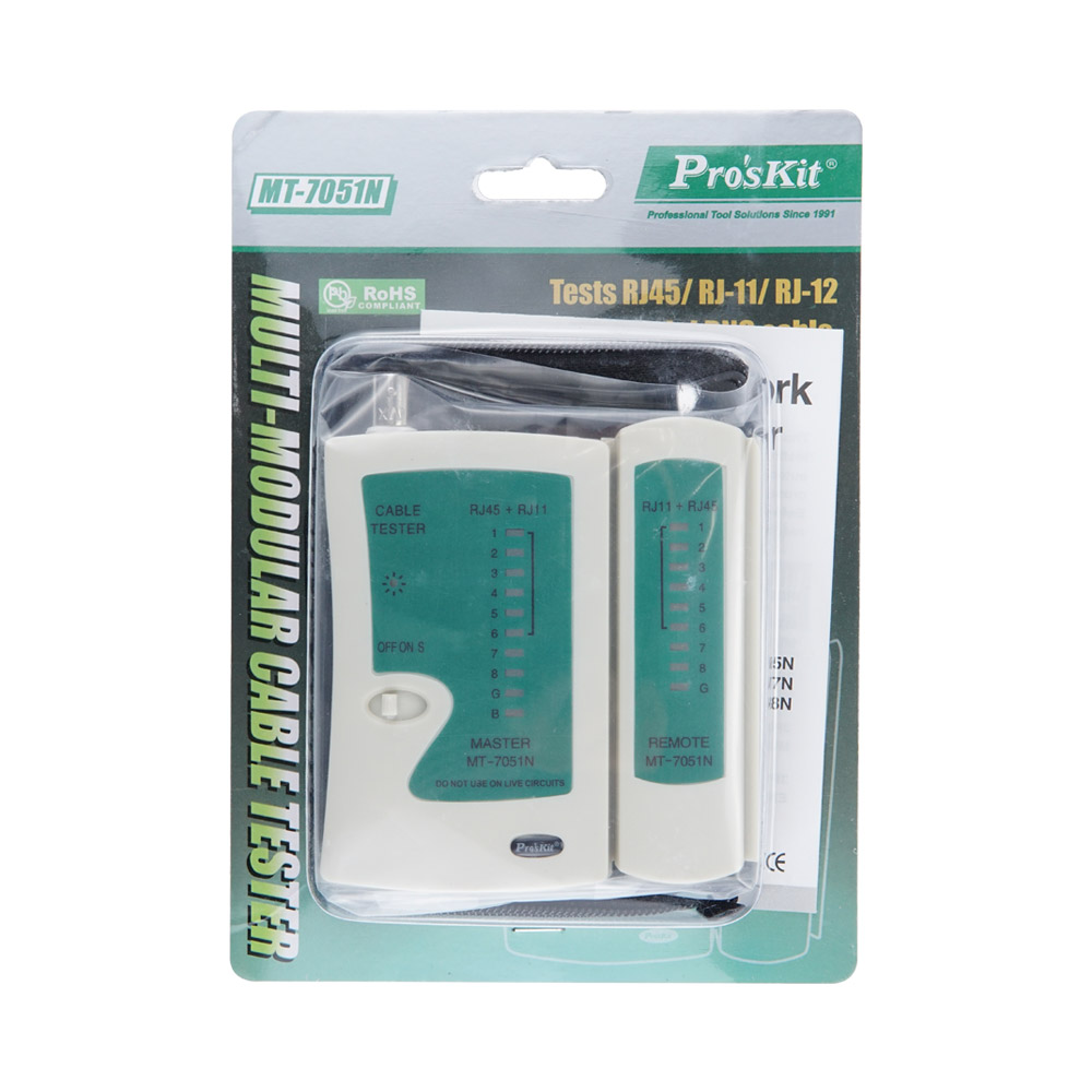 PROKIT (MT-7051N) 케이블 테스터기 RJ45 TIA568A/B, RJ11, RJ12 및 광BNC케이블