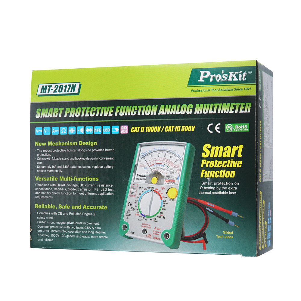 PROKIT (MT-2017N) 아날로그 테스터 DC/AC, +/-DCV, DC전류, 저항 및 다이오드