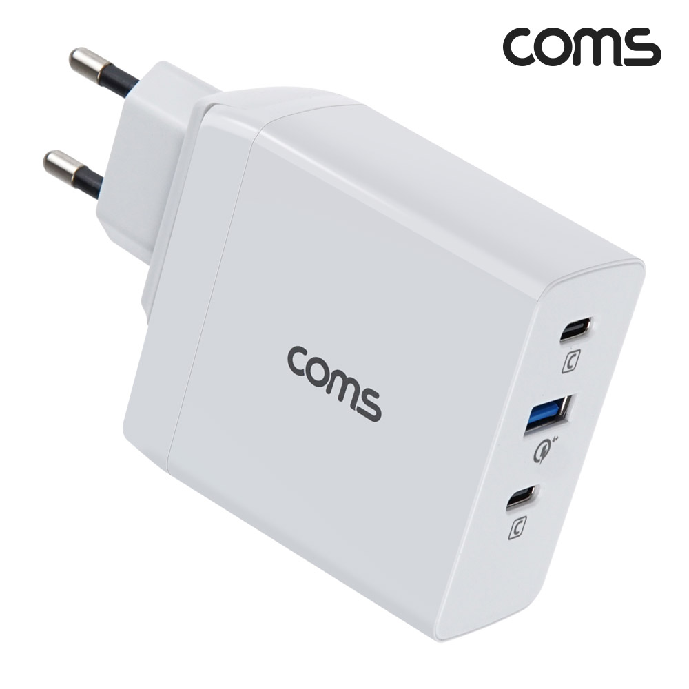 Coms 90W 3포트 GaN 고속 충전기 USB-C PD3.0 QC4.0+ C타입 to C타입 케이블