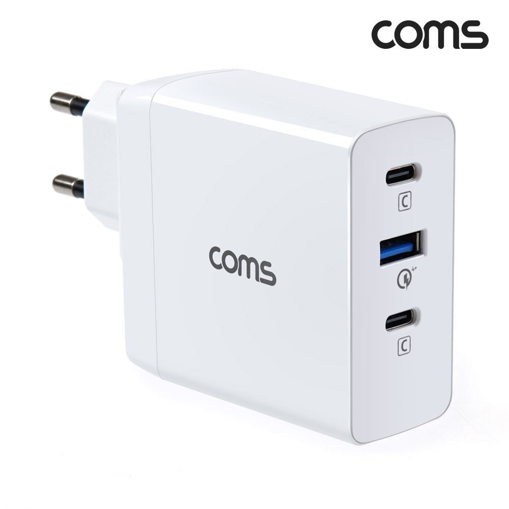 Coms 90W 3포트 GaN 고속 충전기 USB-C PD3.0 QC4.0+ C타입 to C타입 케이블