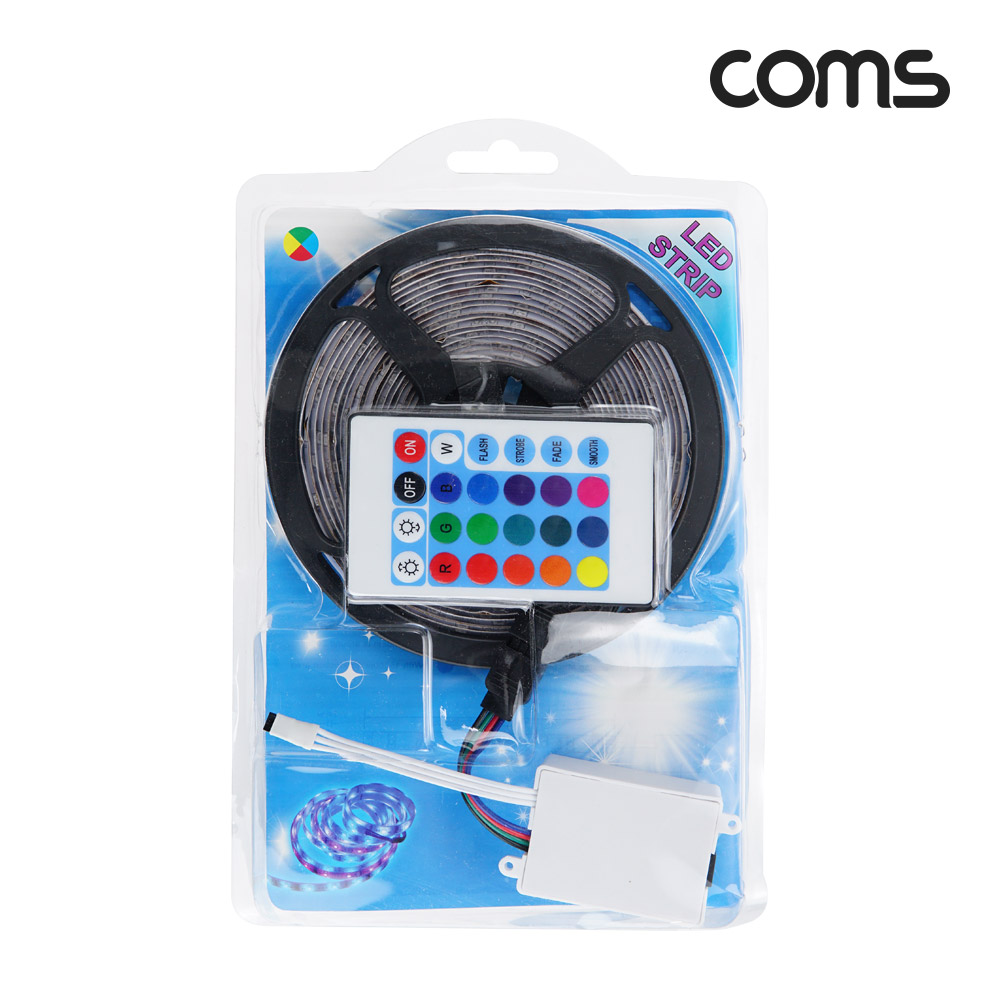 Coms LED 슬림형(줄/띠형), DC전원 12V, 슬림 LED바/5M, RGB 컬러 라이트(색조명), DIY 램프, LED 다용도