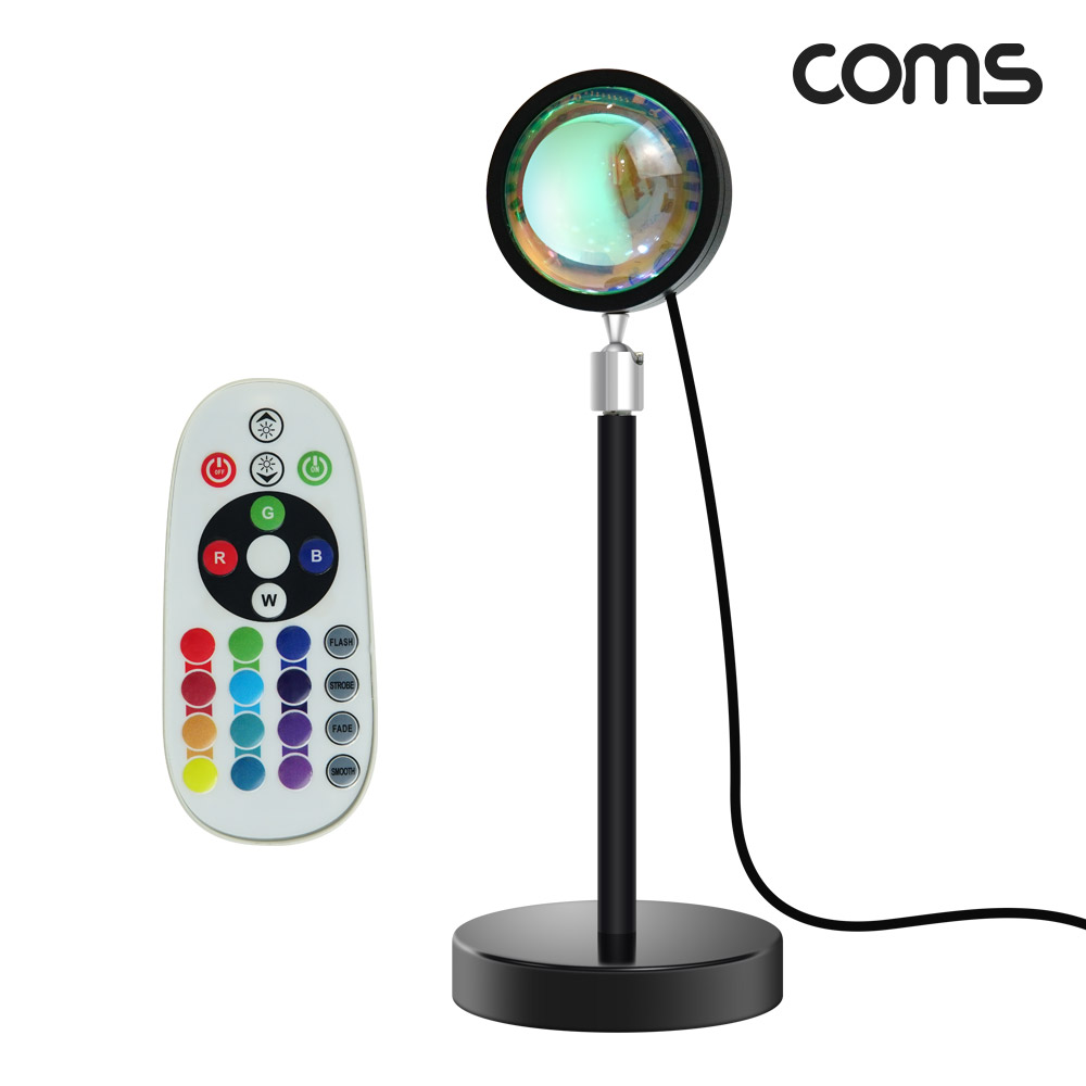 Coms 선셋 조명 램프 16컬러 리모컨 스튜디오 LED 램프 무지개 레인보우 감성 인테리어 노을 석양 무드등 색조명 촬영