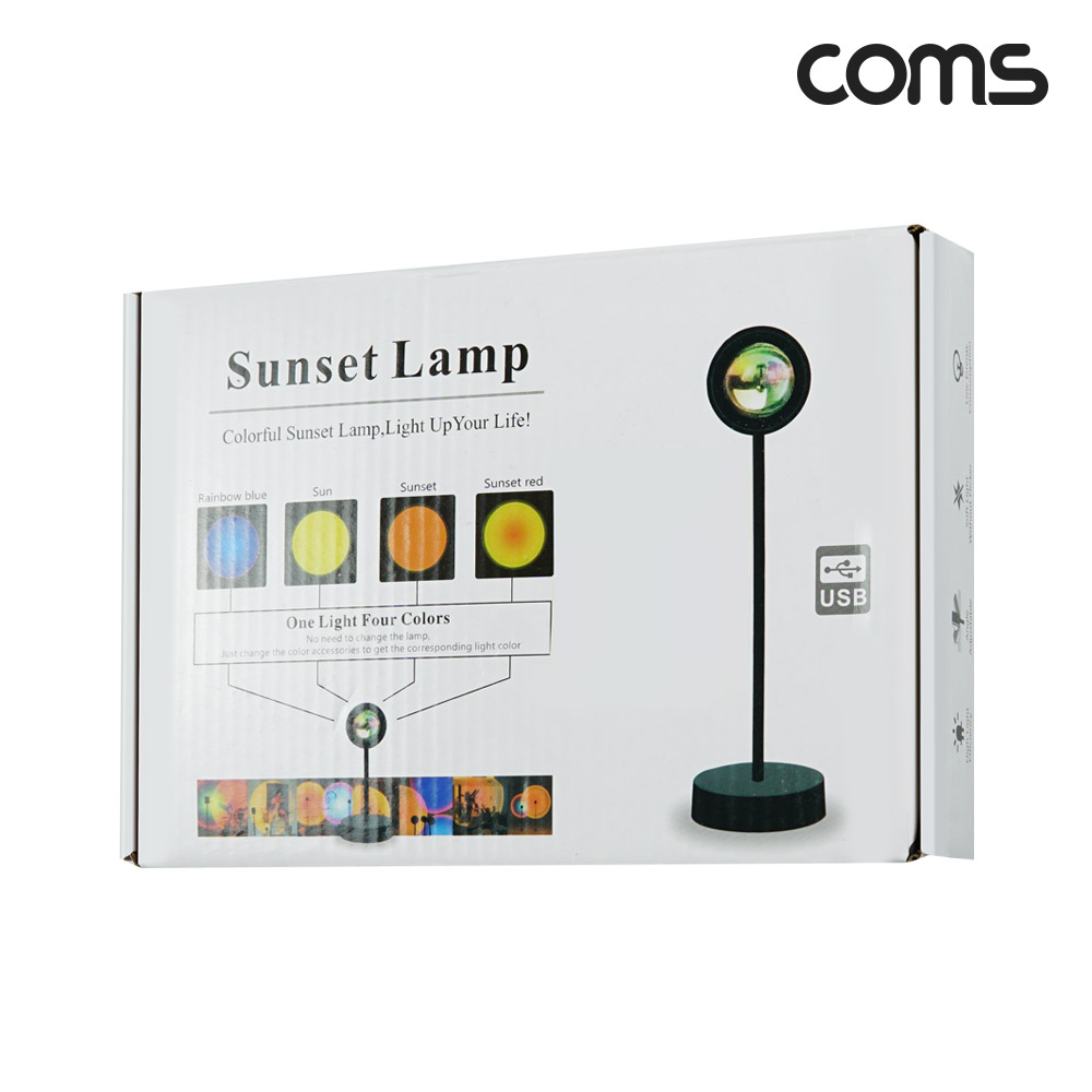 Coms 선셋 조명 램프 16컬러 리모컨 스튜디오 LED 램프 무지개 레인보우 감성 인테리어 노을 석양 무드등 색조명 촬영