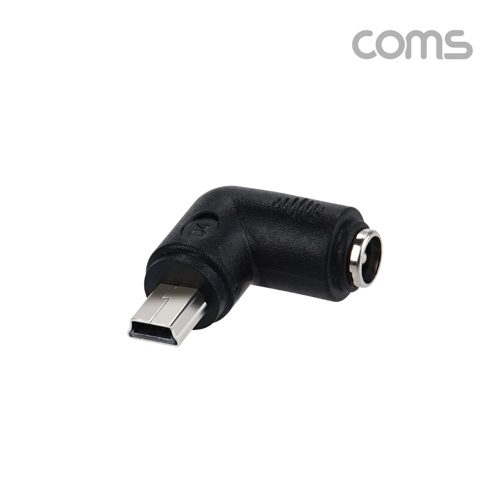 Coms DC 전원 변환 젠더, 5.5(2.1) F to Mini 5P M,꺾임 꺽임