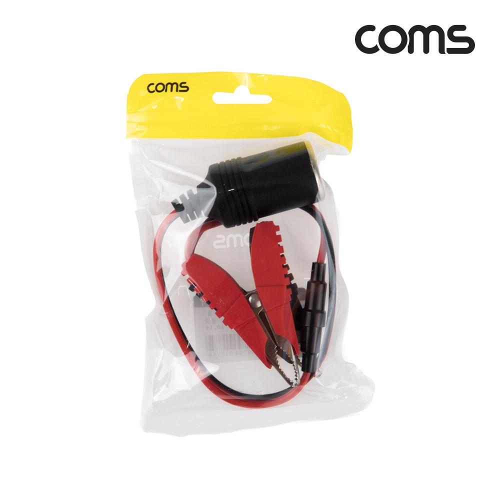 Coms 차량용 시가 전원 케이블 30cm, 배터리 +/- 악어클립, 시가잭(시거잭)