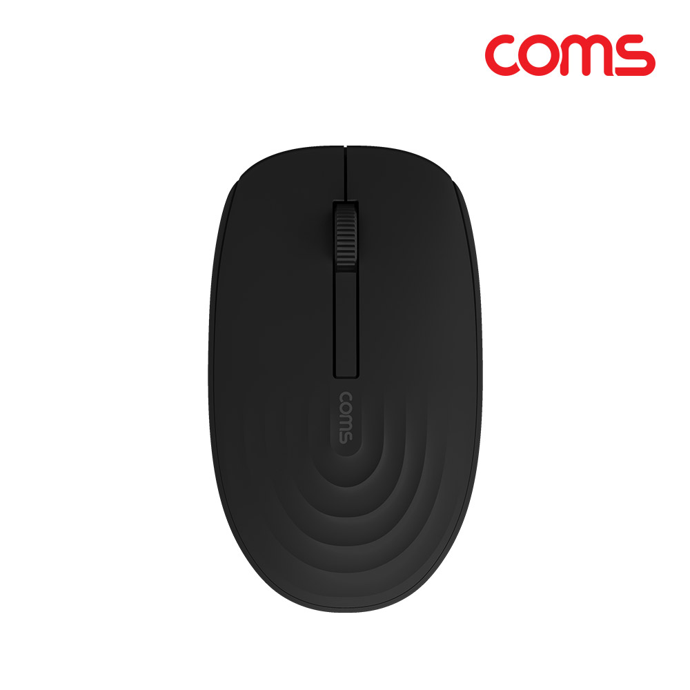 Coms 무소음 무선 옵티컬 마우스 Black, 2.4GHz, 좌우대칭형, 무광 센서