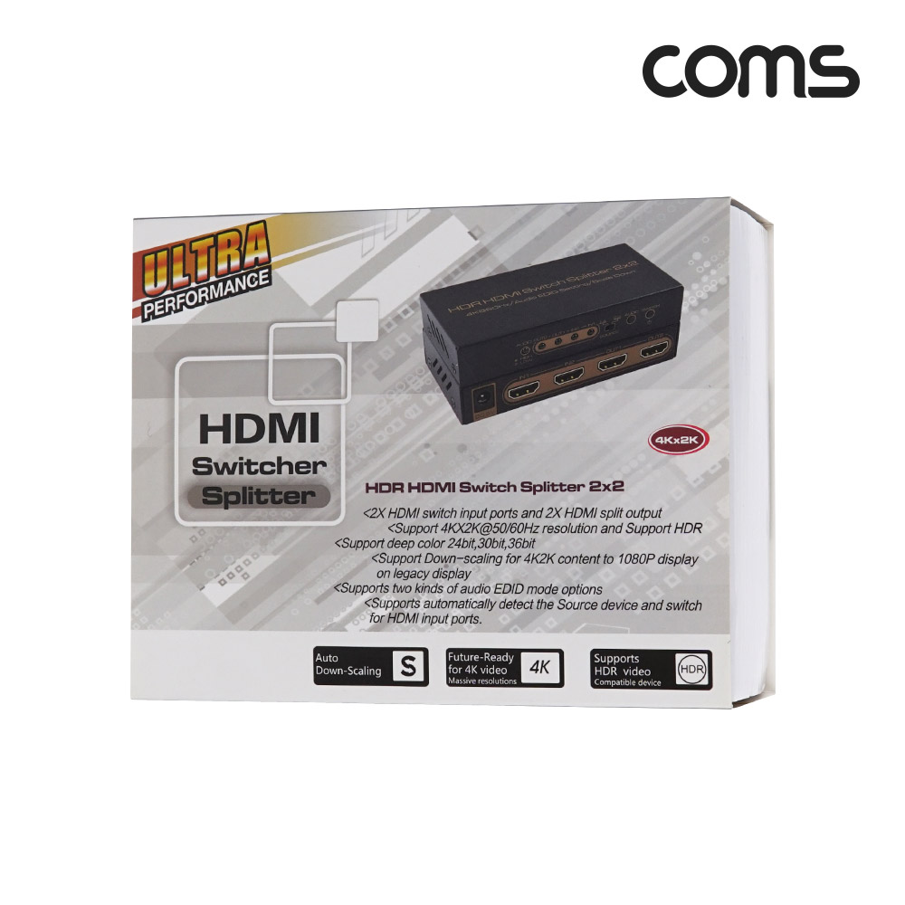 Coms HDMI 2.0 2x2 매트릭스 분배기 스플리터 4k2k@60Hz 3D HDR