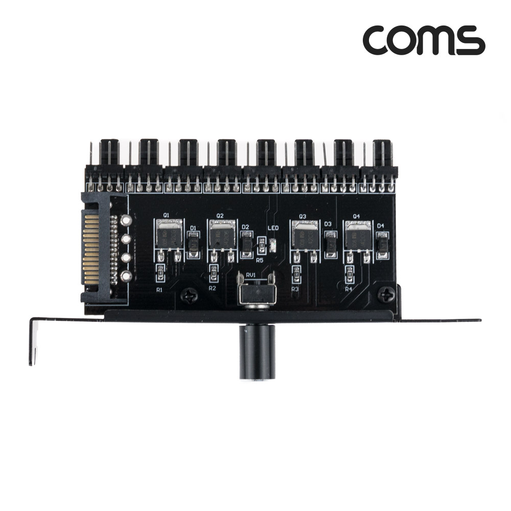 Coms 쿨러 팬 속도 조절기 전원(12V) 분배 변환기 SATA 전원 to 4P x 8 다이얼 1EA
