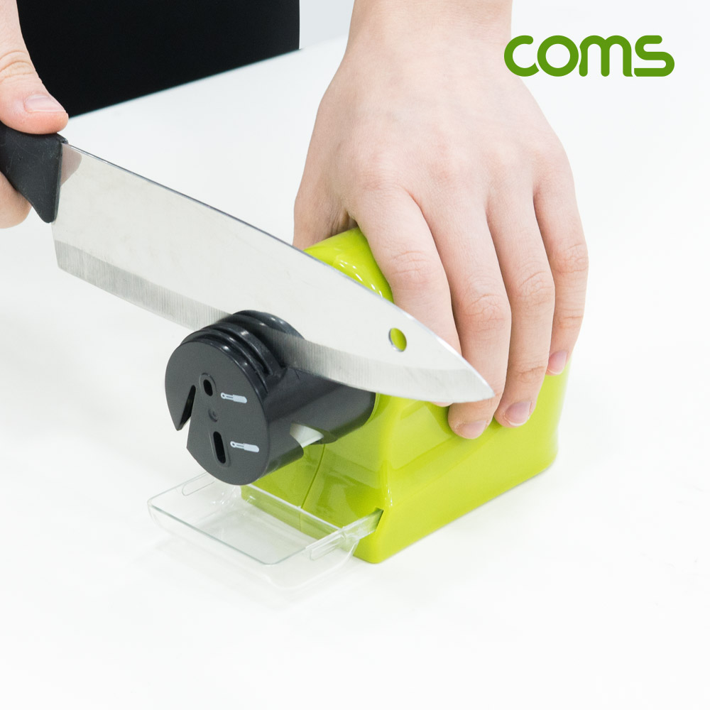 Coms 다용도 전동 칼갈이, 무선, 연마기, 샤프너, AA x4 건전지 작동(별도구매), 가위 드라이버 과도 빵칼 식칼