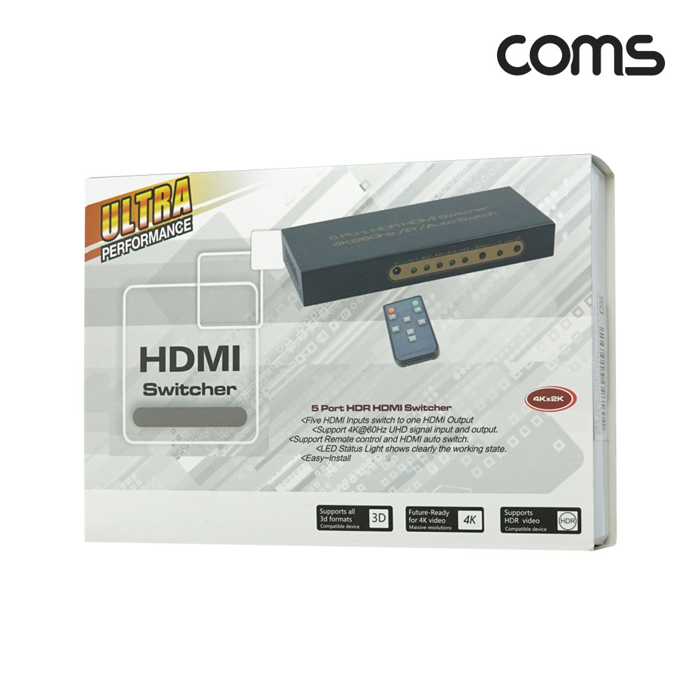 Coms HDMI 2.0 5x1 선택기 셀렉터 4K@60Hz 3D HDR